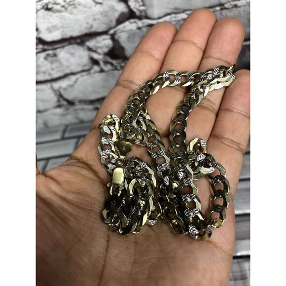 925 Sterling Silver Gold Plated Italy Diamond-Cut Cuban Chain Necklace 24" 8MM - Picture 4 of 6